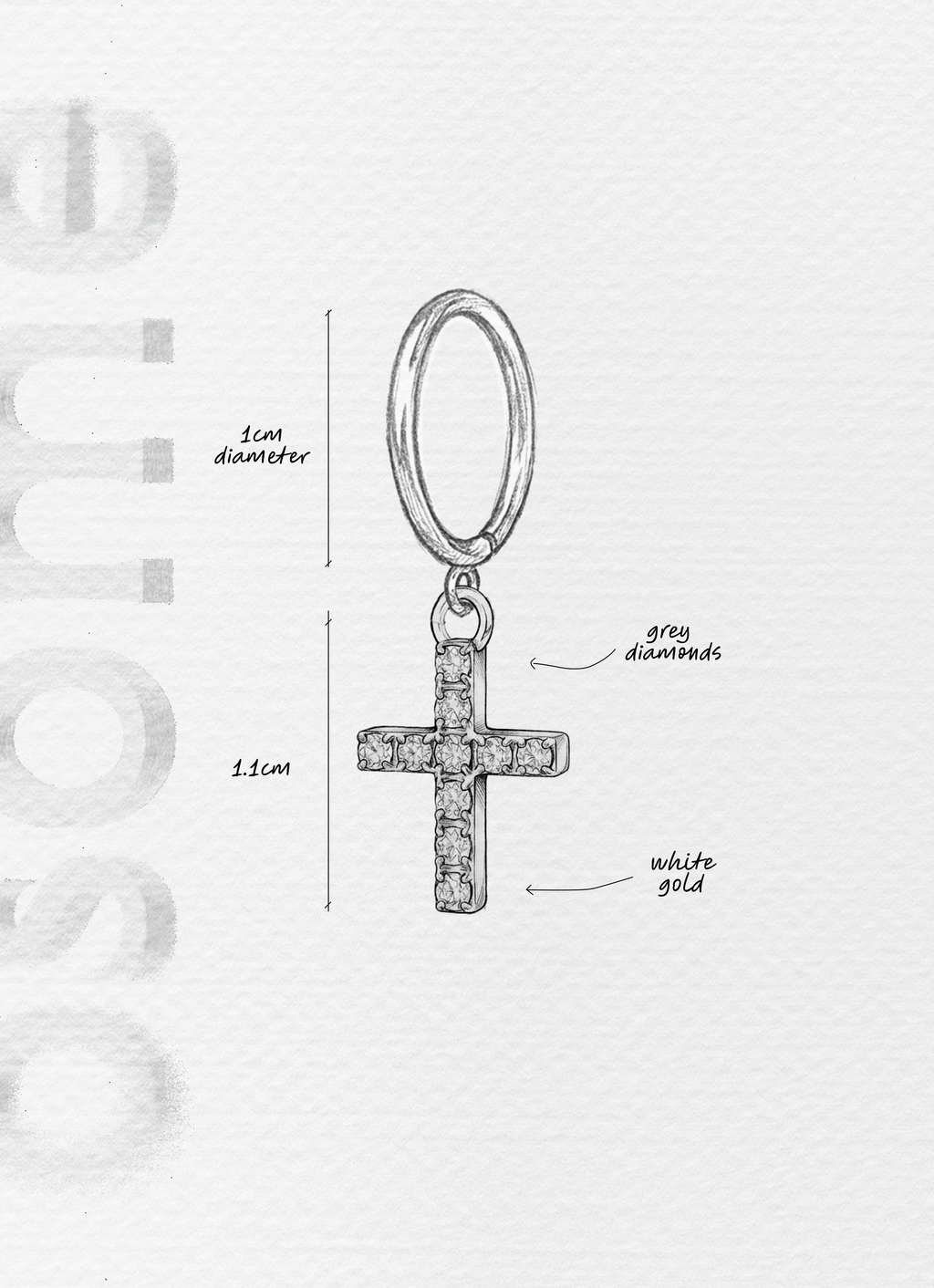 THE CROSS WITH GREY DIAMONDS