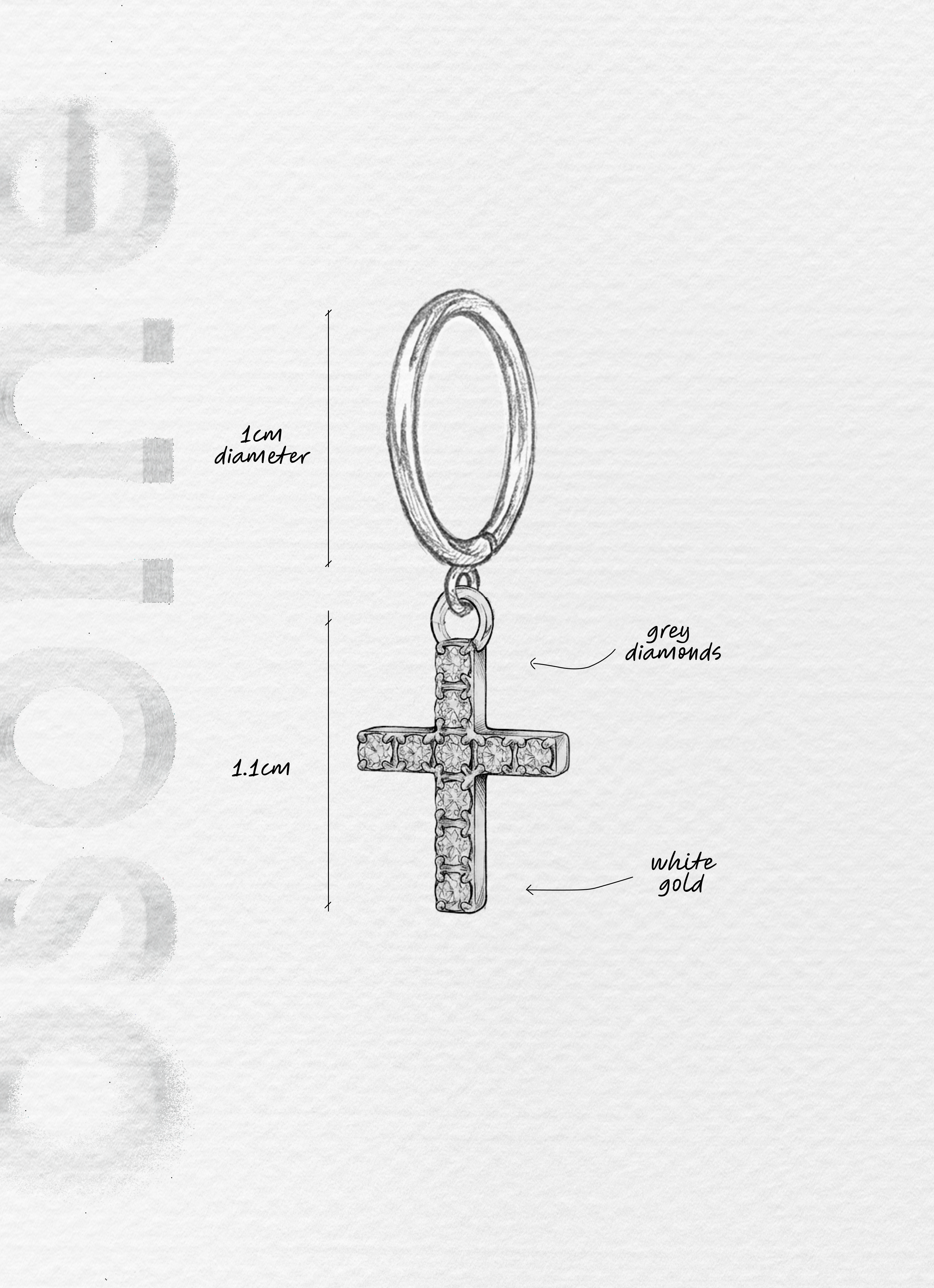 THE CROSS WITH GREY DIAMONDS